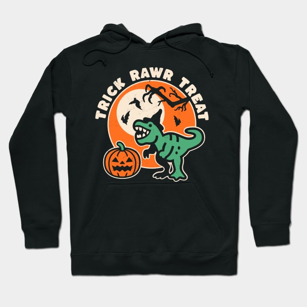 Trick Rawr Treat Witch Halloween Dinosaur T-Rex Funny Kids Hoodie by OrangeMonkeyArt